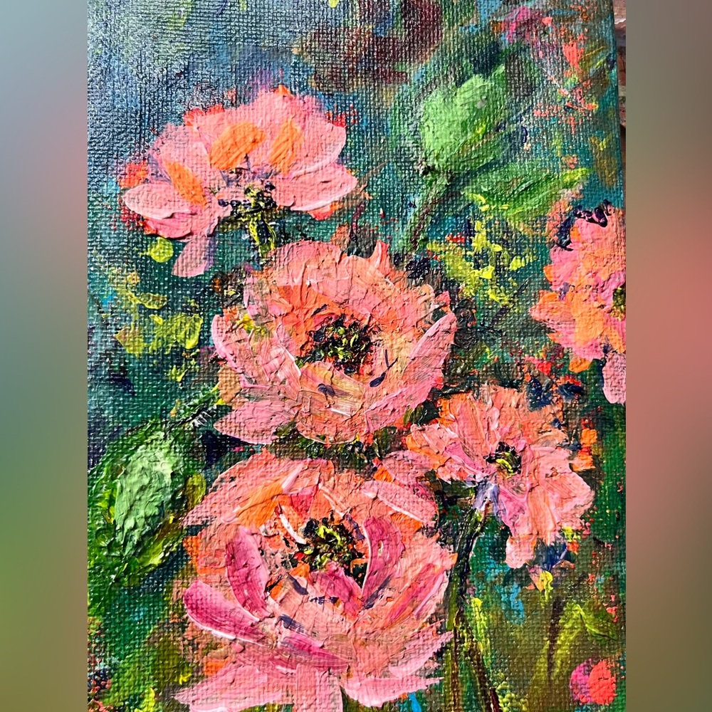 Original acrylic floral still life. 4x6” - Picture 3 of 5